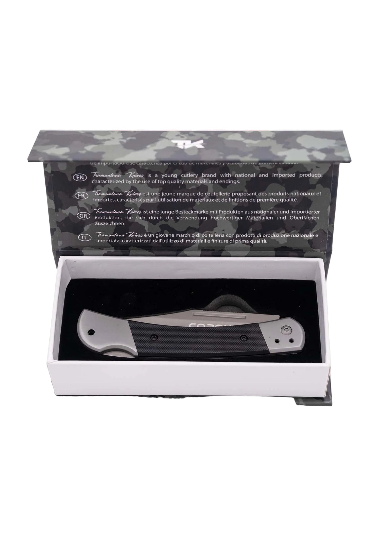 Navaja de Acero Inoxidable Coronel Tramuntana Gris G10 Negro