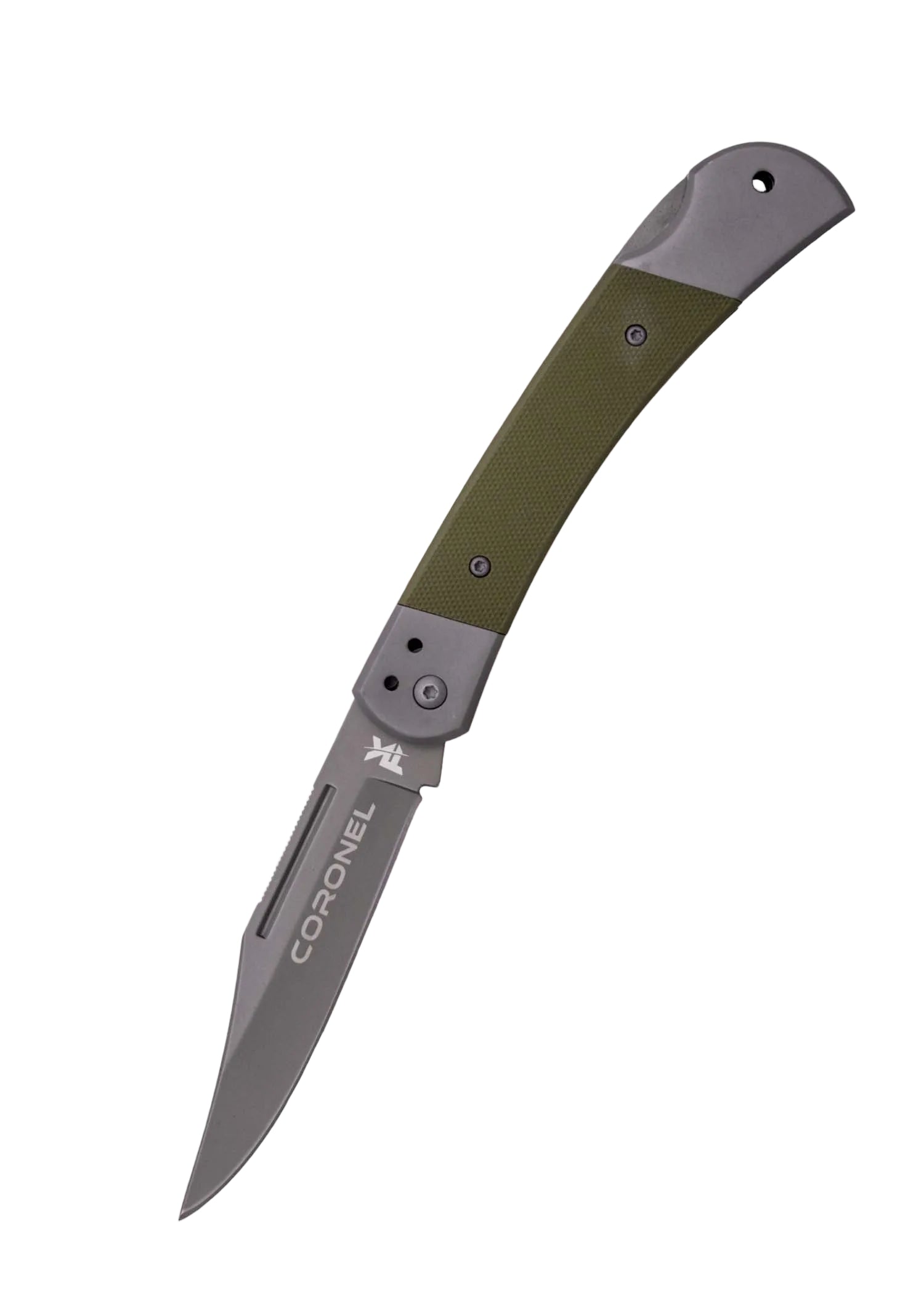 Navaja de Acero Inoxidable Coronel Tramuntana Gris G10 Verde delantera Espadas y Más