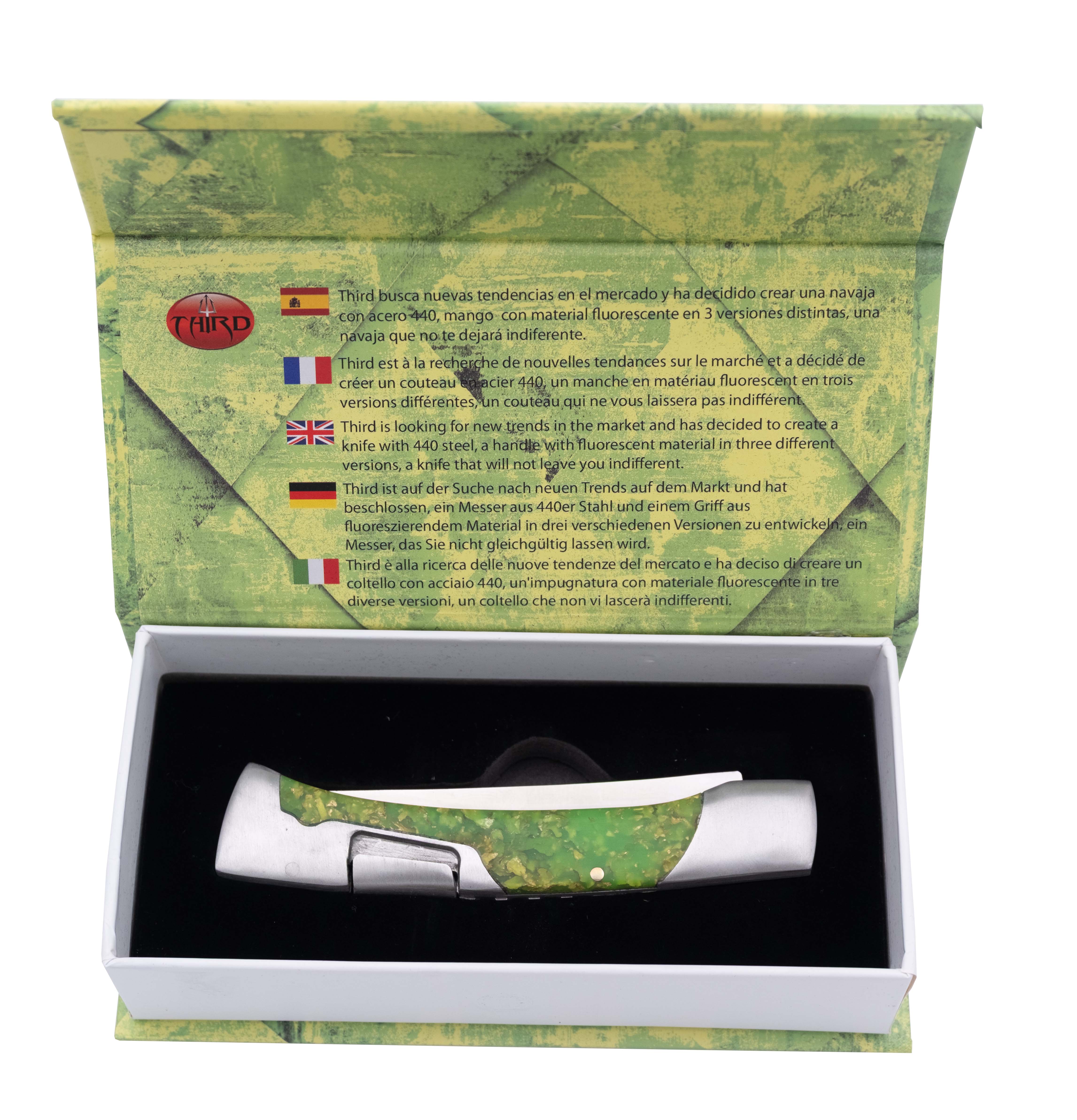 Navajas Third con Acrílico Fluorescente Acero 440 Varios Colores
