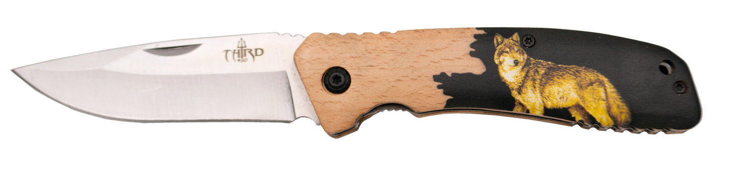 Third N65L pocket knife with beech wood handle with ... TH--N65L