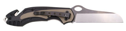Faca de Resgate Tramuntana G10 Textura 420 Aço Preto Serra Cabo 8,5 Cm