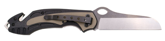 Faca de Resgate Tramuntana G10 Textura 420 Aço Preto Serra Cabo 8,5 Cm