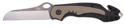 Faca de Resgate Tramuntana G10 Textura 420 Aço Preto Serra Cabo 8,5 Cm
