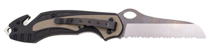 Faca de Resgate Tramuntana G10 Textura 420 Aço Preto Serra Cabo 8,5 Cm