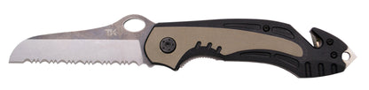 Faca de Resgate Tramuntana G10 Textura 420 Aço Preto Serra Cabo 8,5 Cm