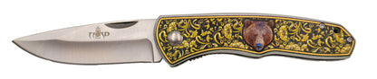 Third Knife Damascened Aluminum Bear Steel 420 9 Cm