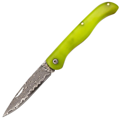 Navaja Artesanal Tramuntana de Damasco VG10 Mango Fluorescente