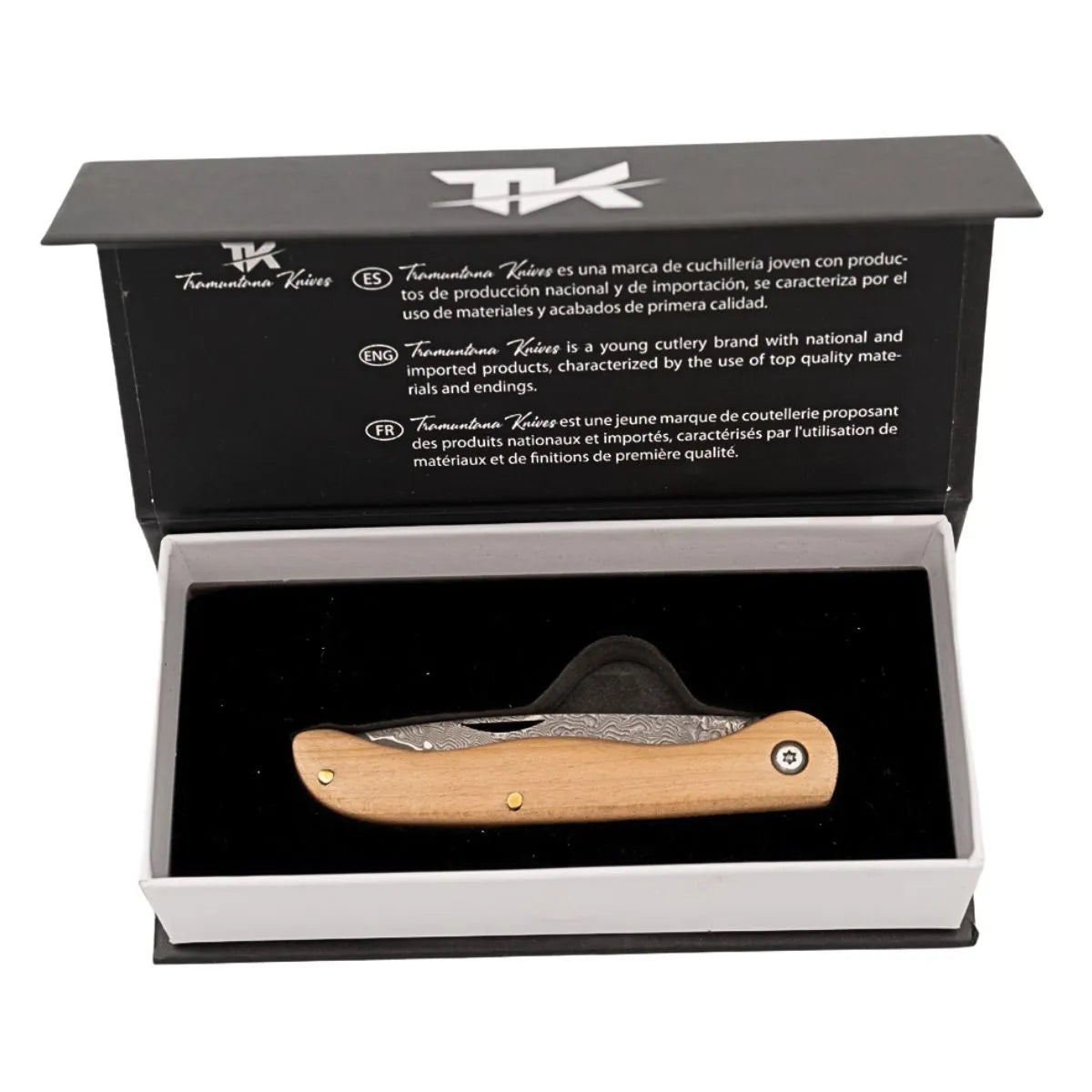 Navaja Artesanal Tramuntana de Damasco VG10 con Mango de Arce