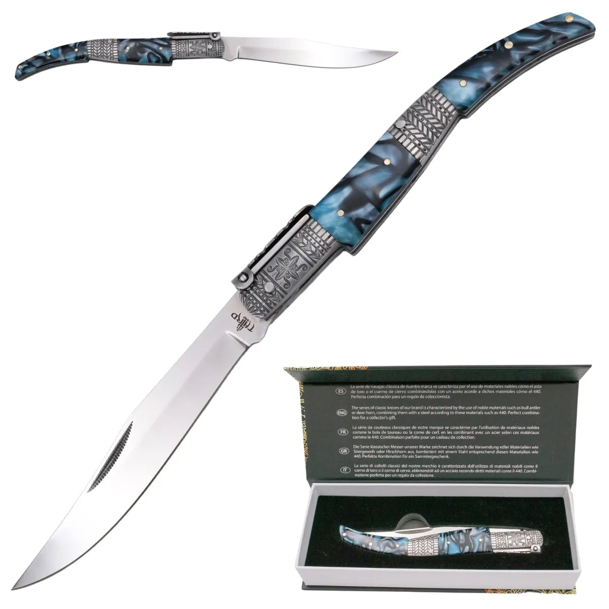 Navaja Carraca Third Seda Zafiro Decorada Azul