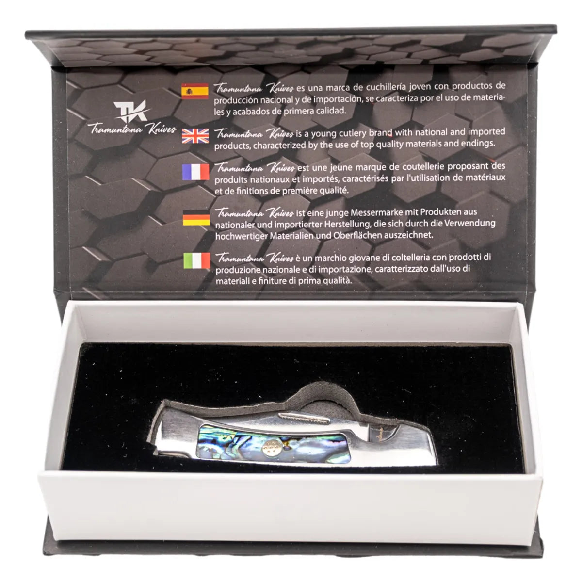 Navaja Gran Danés Tramuntana Knives Mango de Abulón y Acero 440