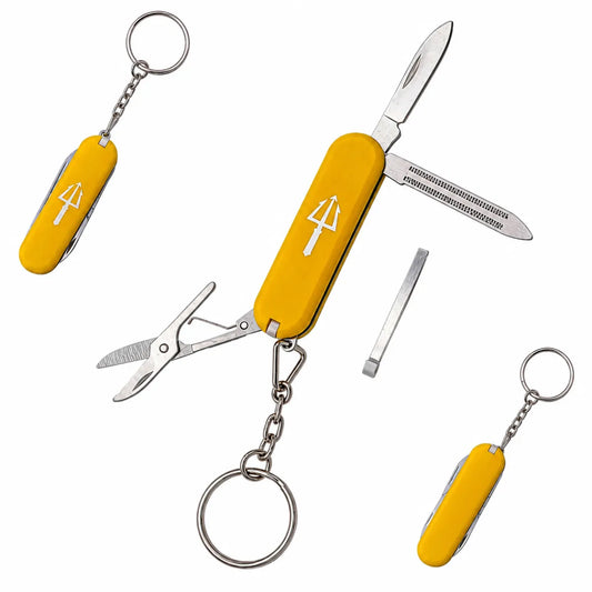 Navaja Llavero Multifunción Third - Mango ABS Amarillo con Tridente y 5 Funciones