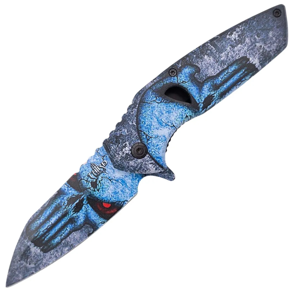 Navaja Táctica Third Asistida Calavera Azul