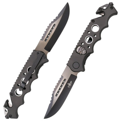 Navaja Third Calavera Aluminio con Hoja de 9 cm - negro y gris