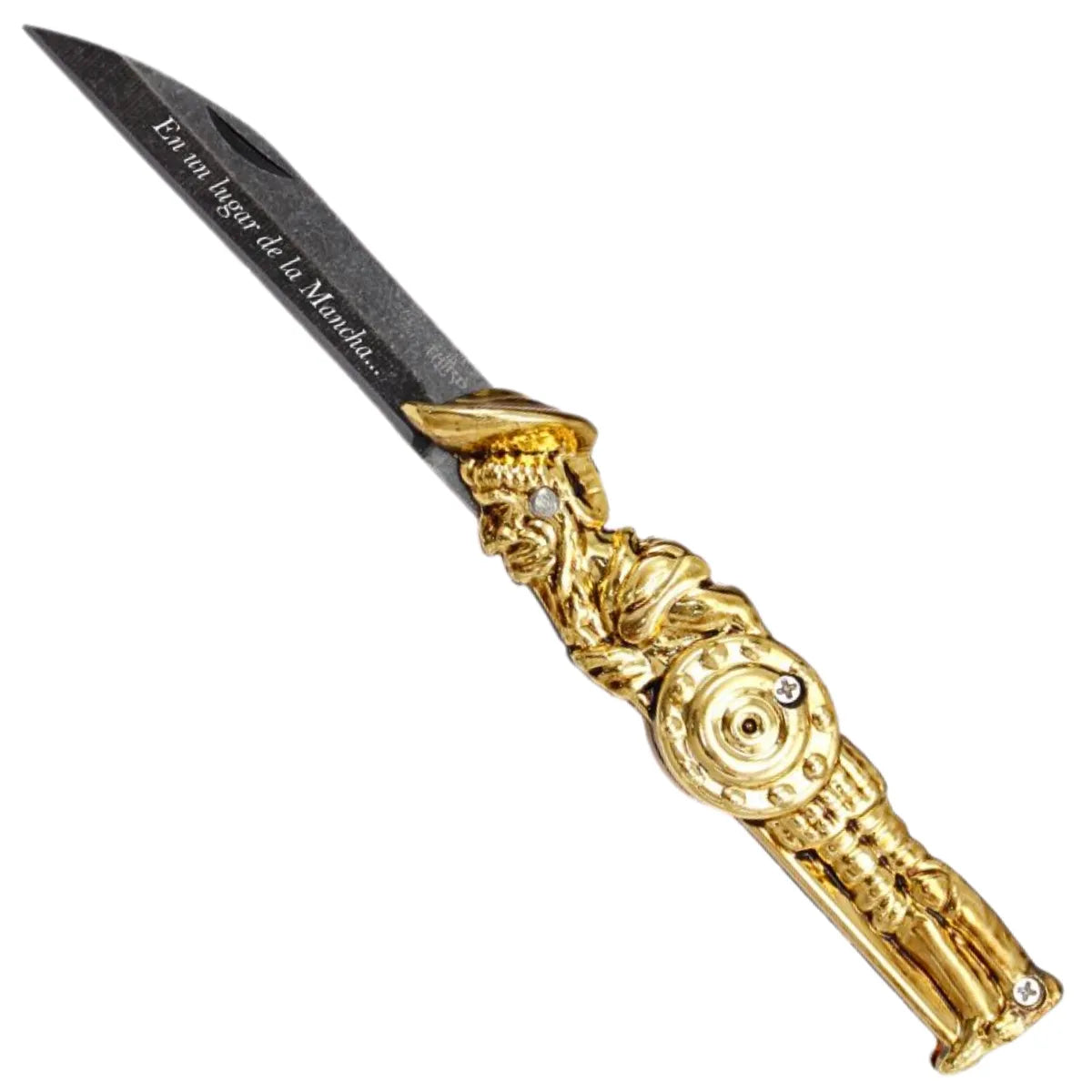 Navaja Third Don Quijote - Mango Zamak y Hoja de Acero 420 dorado