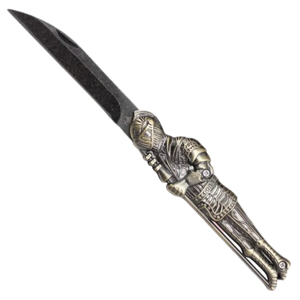Navaja Third Guerrero Medieval - Mango Zamak y Hoja de Acero 420 bronce