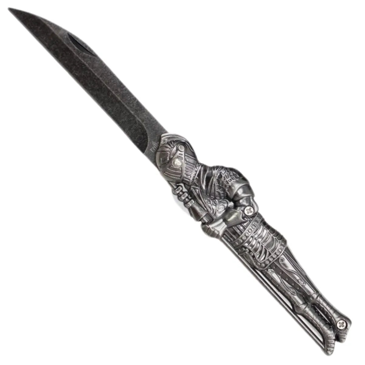 Navaja Third Guerrero Medieval - Mango Zamak y Hoja de Acero 420 plata