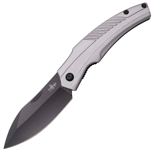Navaja Third Mango Aluminio Gris Hoja Acero Inox Negro 7,5 Cm