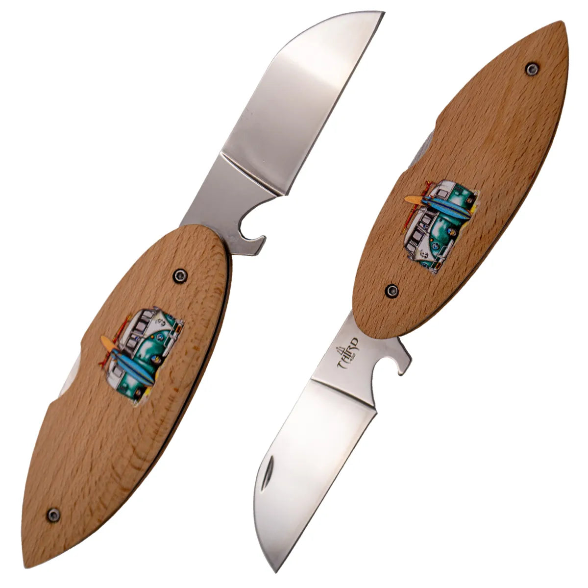 Navaja Third Surf con Abrelatas Mango de Haya - Diseño Furgoneta