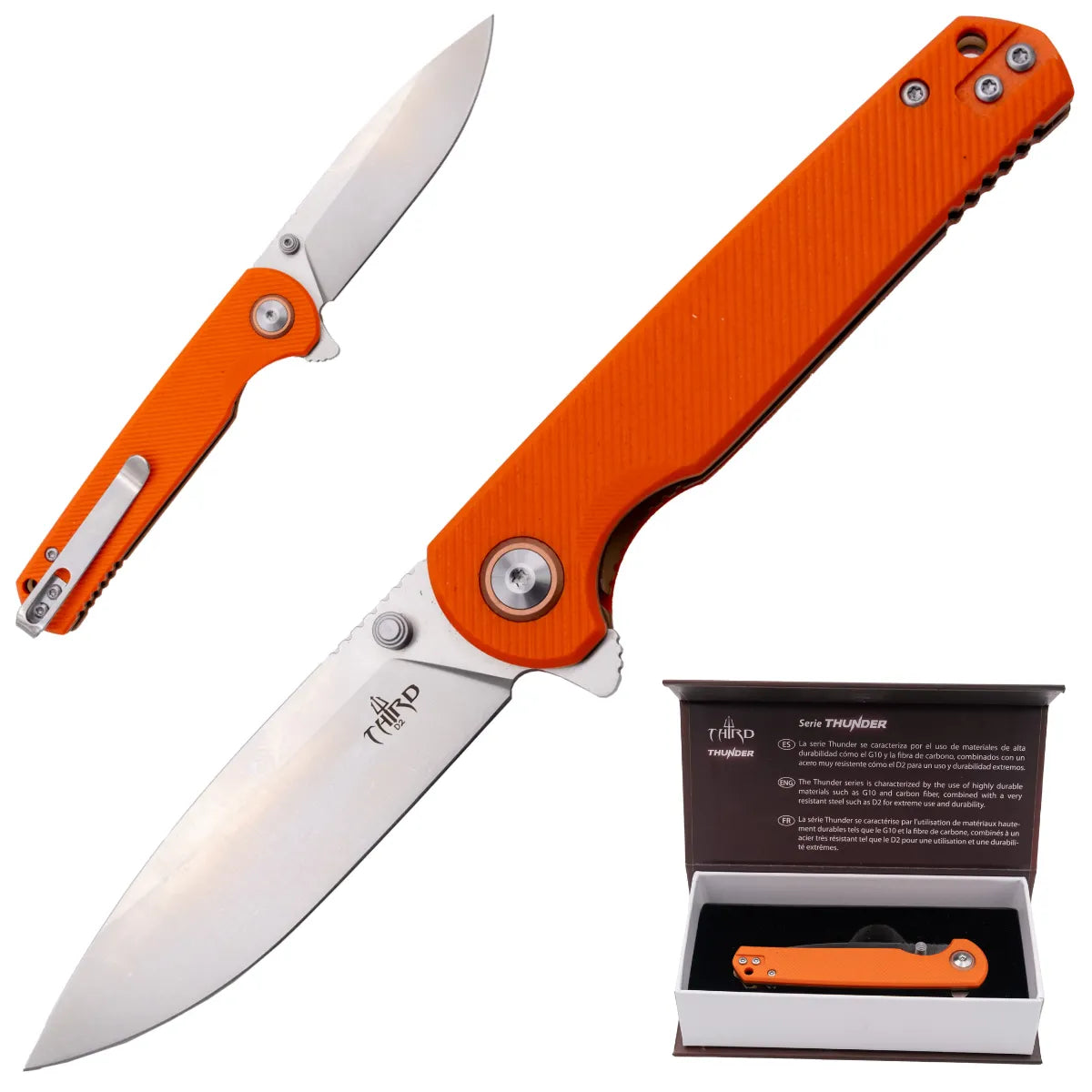Navaja Third Thunder D2 con Apertura Ball Bearing - naranja