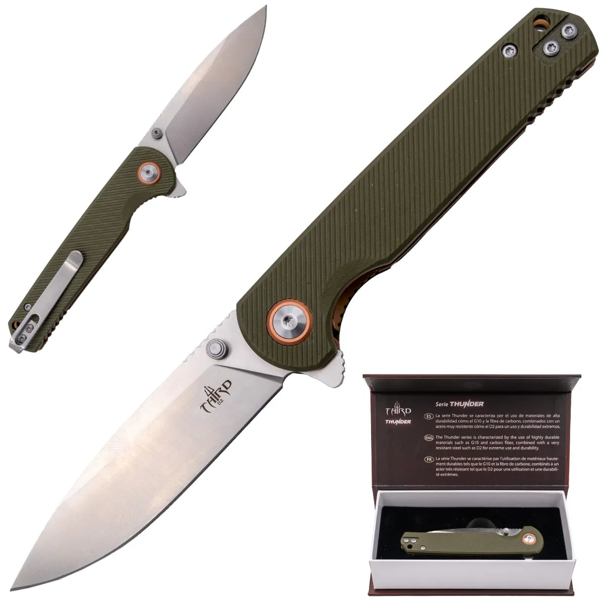 Navaja Third Thunder D2 con Apertura Ball Bearing - verde