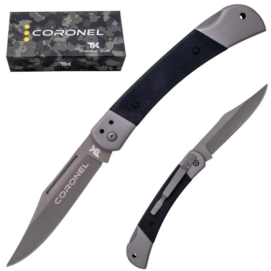 Navaja de Acero Inoxidable Coronel Tramuntana Gris G10 Negro