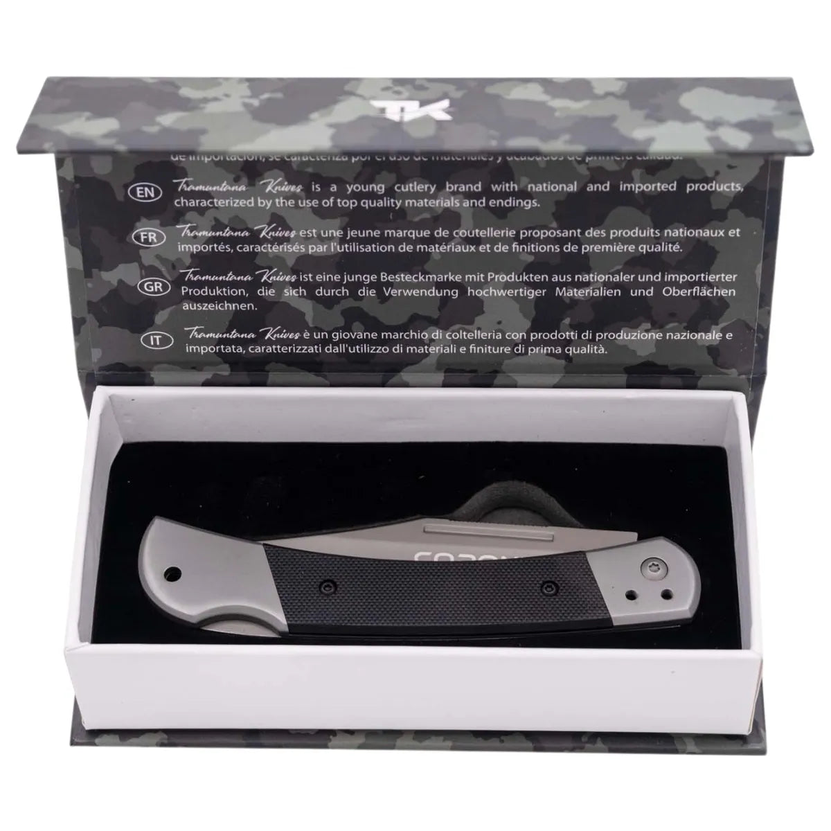 Navaja de Acero Inoxidable Coronel Tramuntana Gris G10 Negro