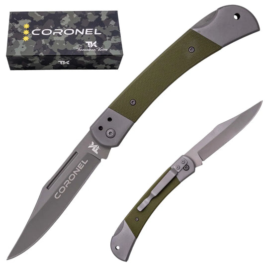 Navaja de Acero Inoxidable Coronel Tramuntana Gris G10 Verde