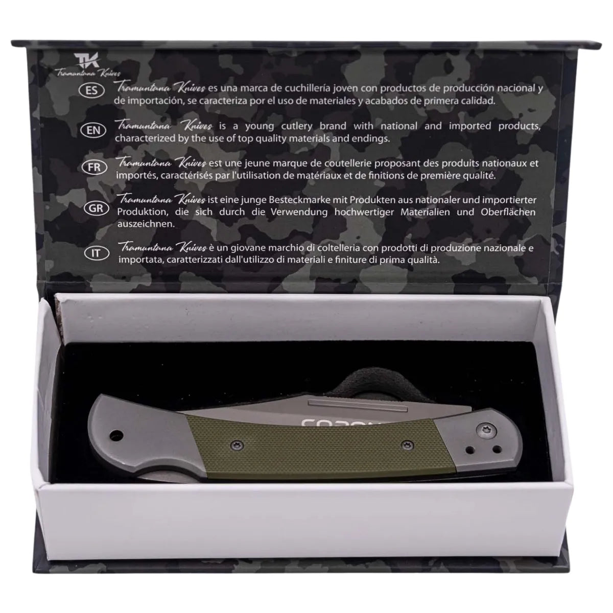 Navaja de Acero Inoxidable Coronel Tramuntana Gris G10 Verde