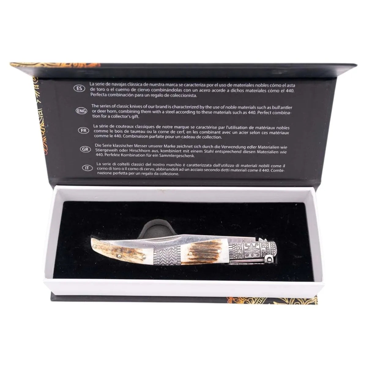 Navaja de Carraca Clásica Third Serie Ciervo Hoja de Damasco