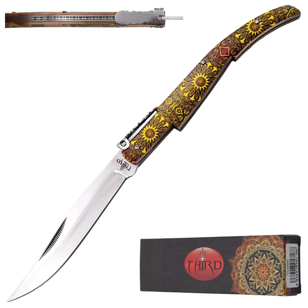 Navaja de Carraca Third Serie Madera de Arce Acero 440 11 cm - dorado