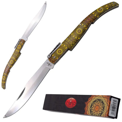 Navaja de Carraca Third Serie Madera de Arce Acero 440 15 cm - dorado