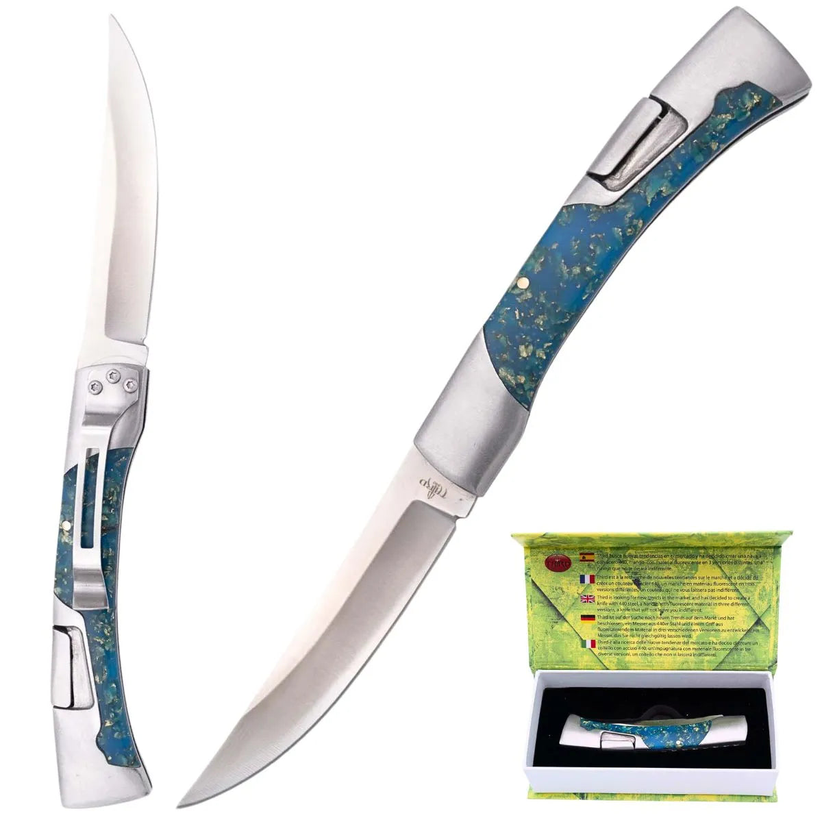 Navajas Third con Acrílico Fluorescente Acero 440 Varios Colores