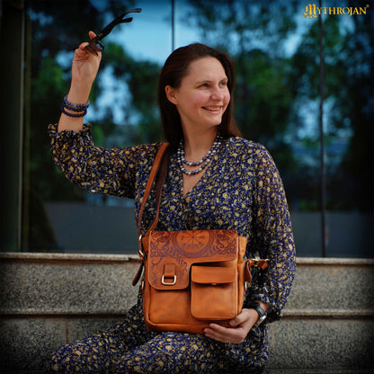 Runa Nórdica de Cuero Messenger Satchel Bag - Viking Rune Cross Body Bag - Imagen 2