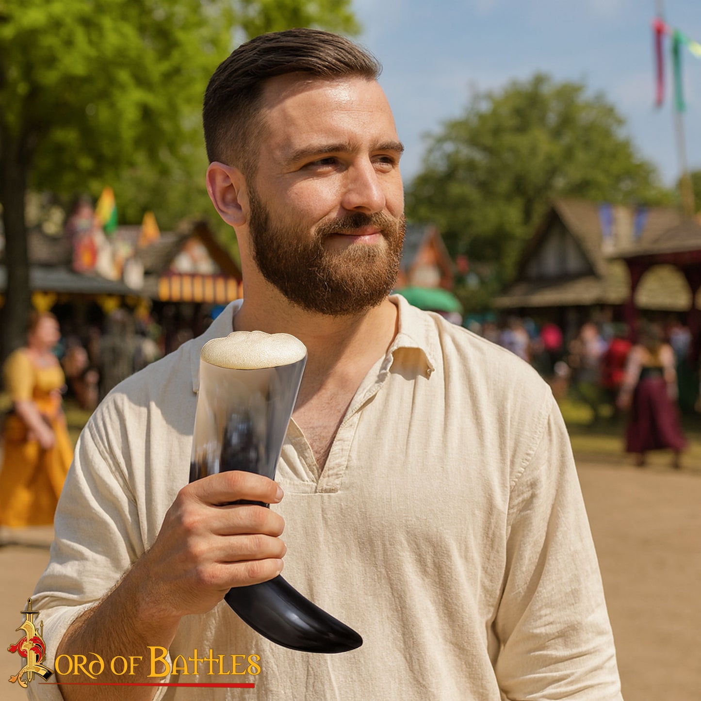 Cuerno Medieval Vikingo Nórdico para Beber - Hecho a Mano con Auténtico Cuerno de Buey (1000 Ml de Capacidad) - Imagen 1