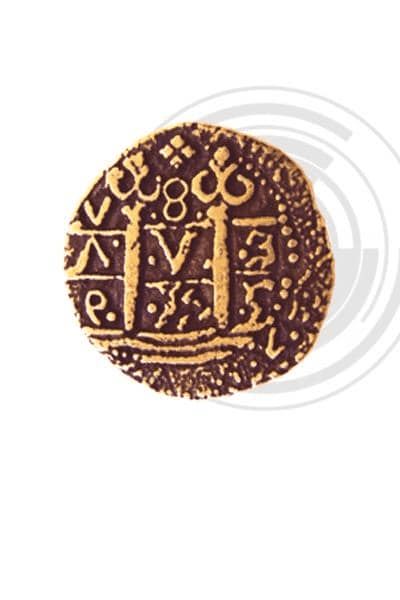 Réplica de escudo (Doblón) de oro de Felipe II. Una moneda histórica del tiempo de Felipe II vendida por Espadas y más