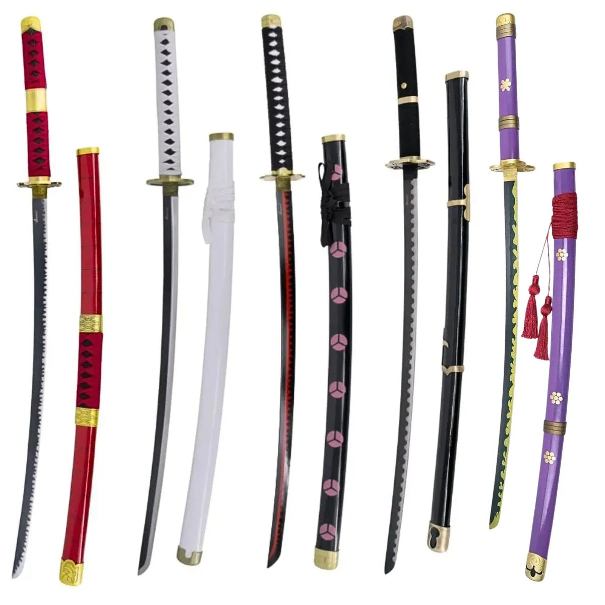 Pack 5 Katanas de Acero Zoro One Piece + Expositor Gratis