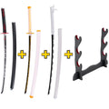 Pack Héroes del Amanecer con 3 Katanas Kimetsu No Yaiba y Expositor Básico - Espadas y Más.