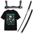 Pacote Katana de Bambu Muichiro Tokito Kimetsu no Yaiba + T-shirt + Katanero 
