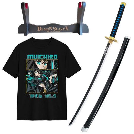 Muichiro Tokito Kimetsu no Yaiba Bamboo Katana Pack + T-shirt + Katana Stand