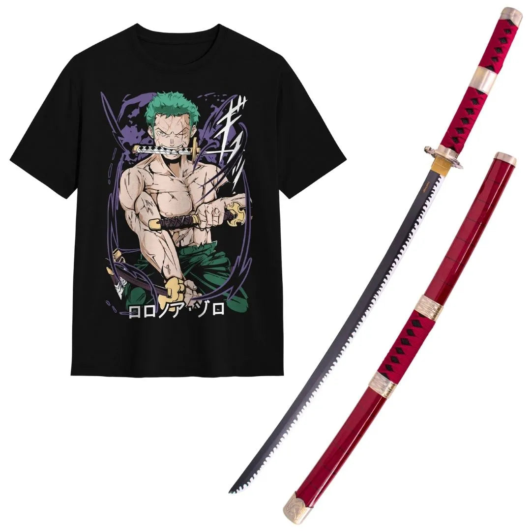 Pack Katana Bambú Sandai Kitetsu de Zoro  + Camiseta Zoro + Katanero de Regalo