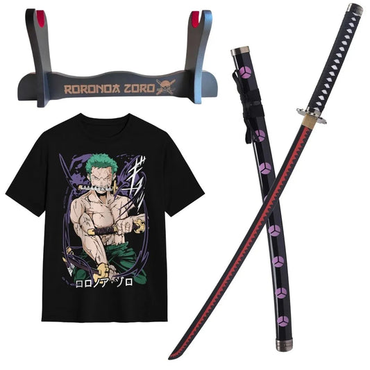 Zoro Shusui Bamboo Katana Pack + Zoro T-Shirt + Katana Stand