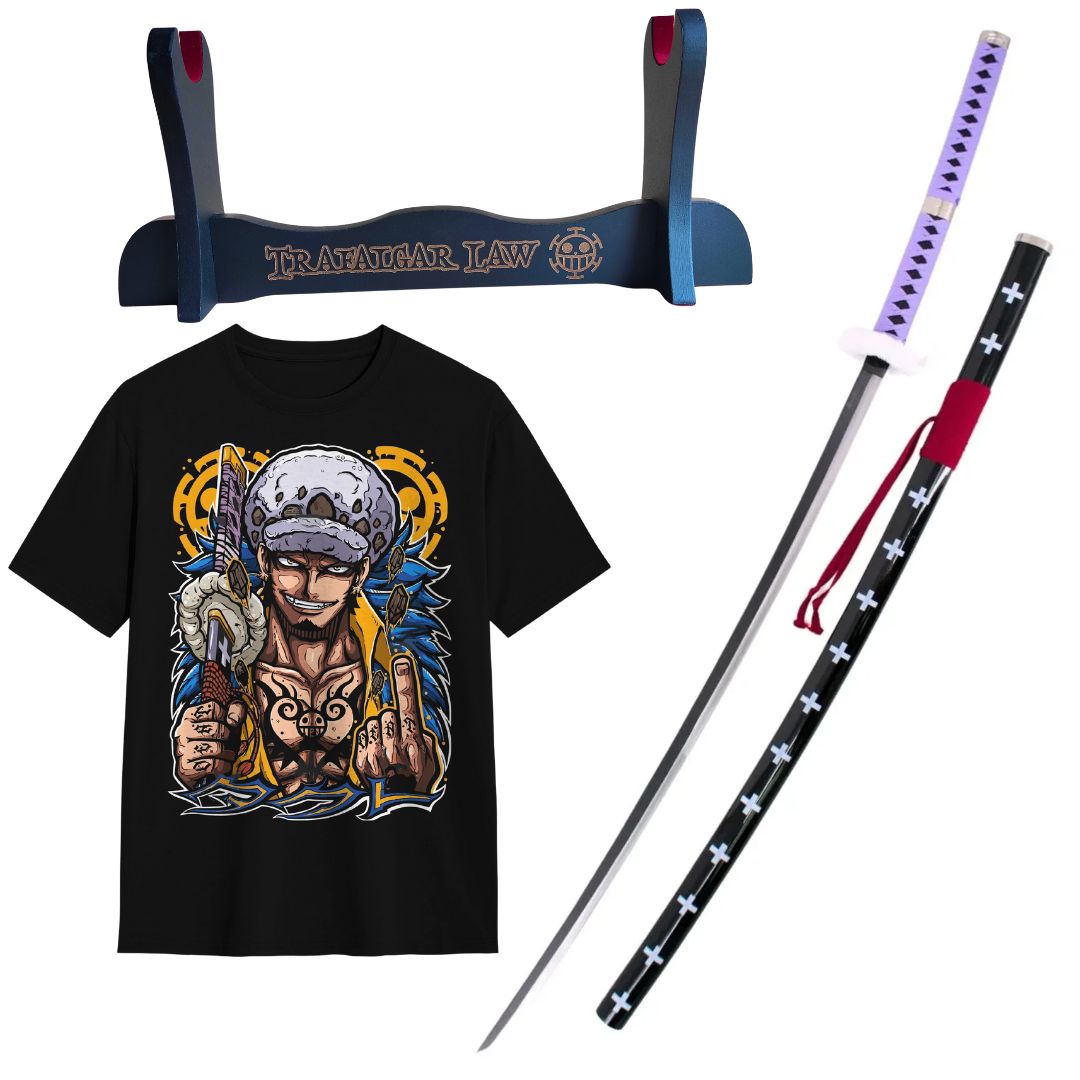 Pack Katana Bambú Trafalgar de One Piece  + Camiseta Trafalgar de Regalo