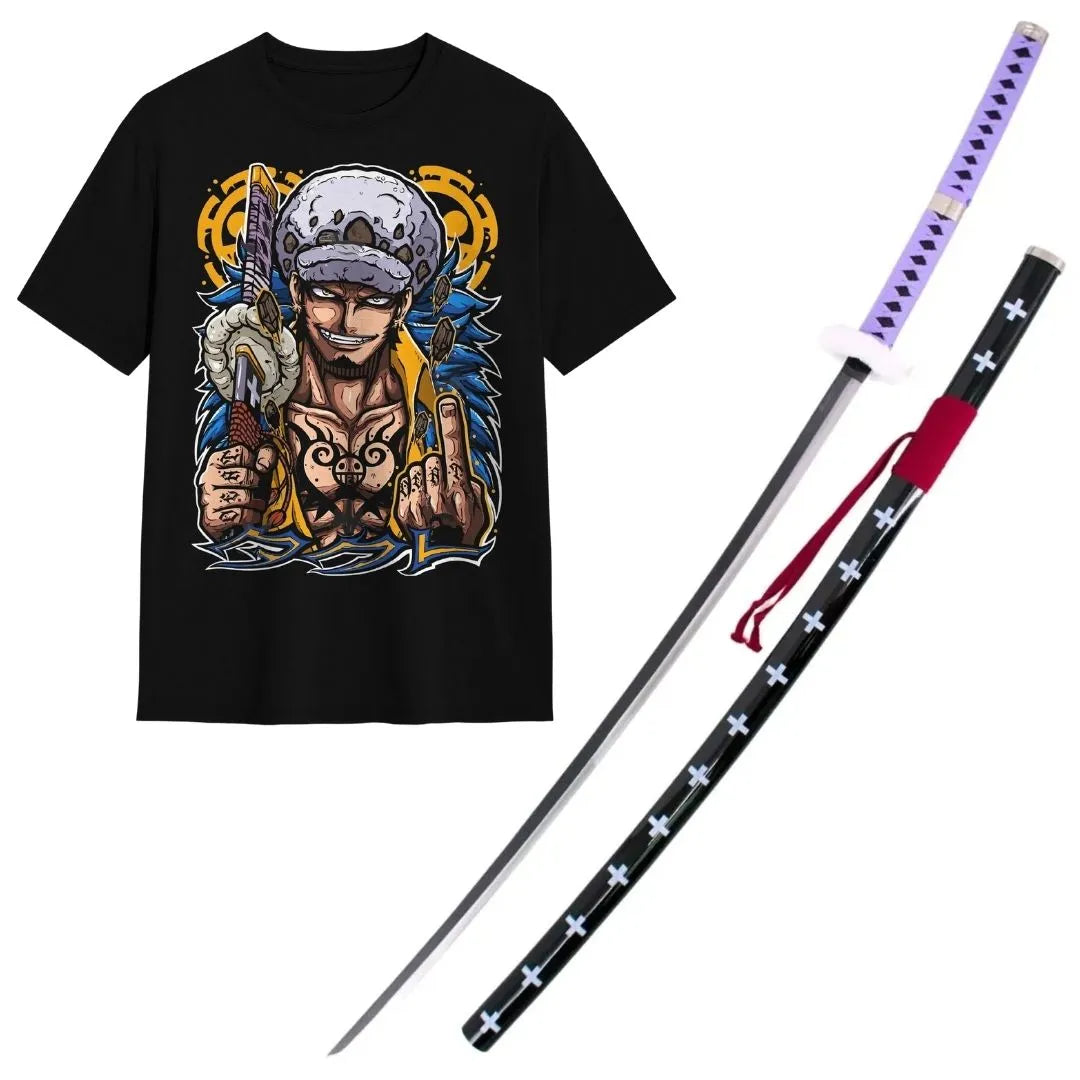 Pack Katana Bambú Trafalgar de One Piece  + Camiseta Trafalgar de Regalo