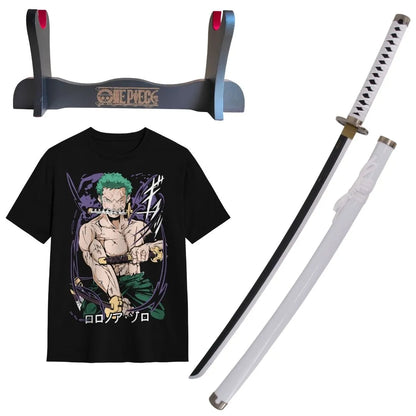 Pack Katana Bambú Wado Ichimonji de Zoro  + Camiseta Zoro + Katanero de Regalo