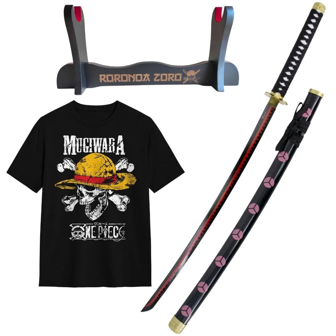 Pack Katana Decorativa Shusui de Zoro + Camiseta Calavera Luffy