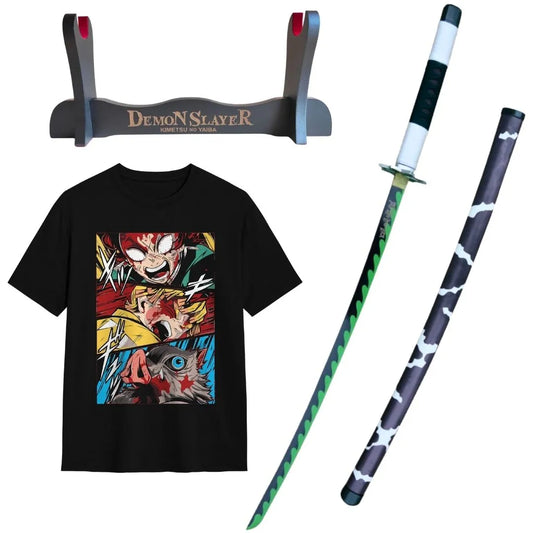 Decorative Sanemi Shinazugawa Steel Katana Pack + Katana Stand + Fierce Trio T-Shirt