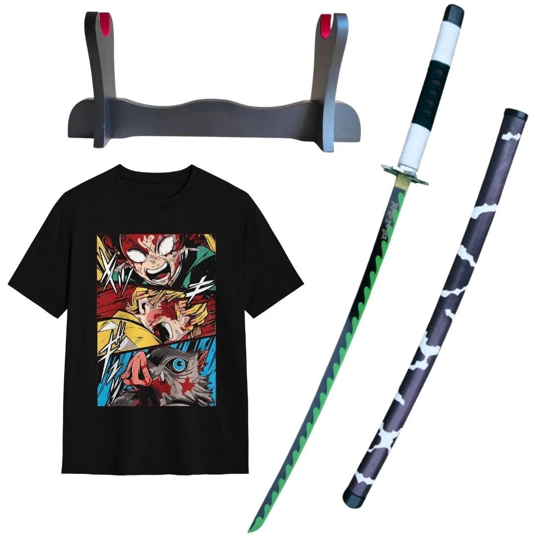 Pack Katana Decorativa de Sanemi Shinazugawa + Camiseta Fierce Trio de Regalo