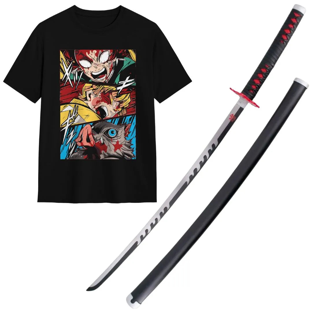 Pack Katana de Tanjiro + Katanero + Caminseta Demon Slayer
