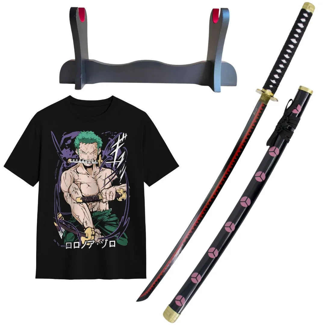 Pack Katana de Zoro Shusui + Katanero + Camiseta Zoro