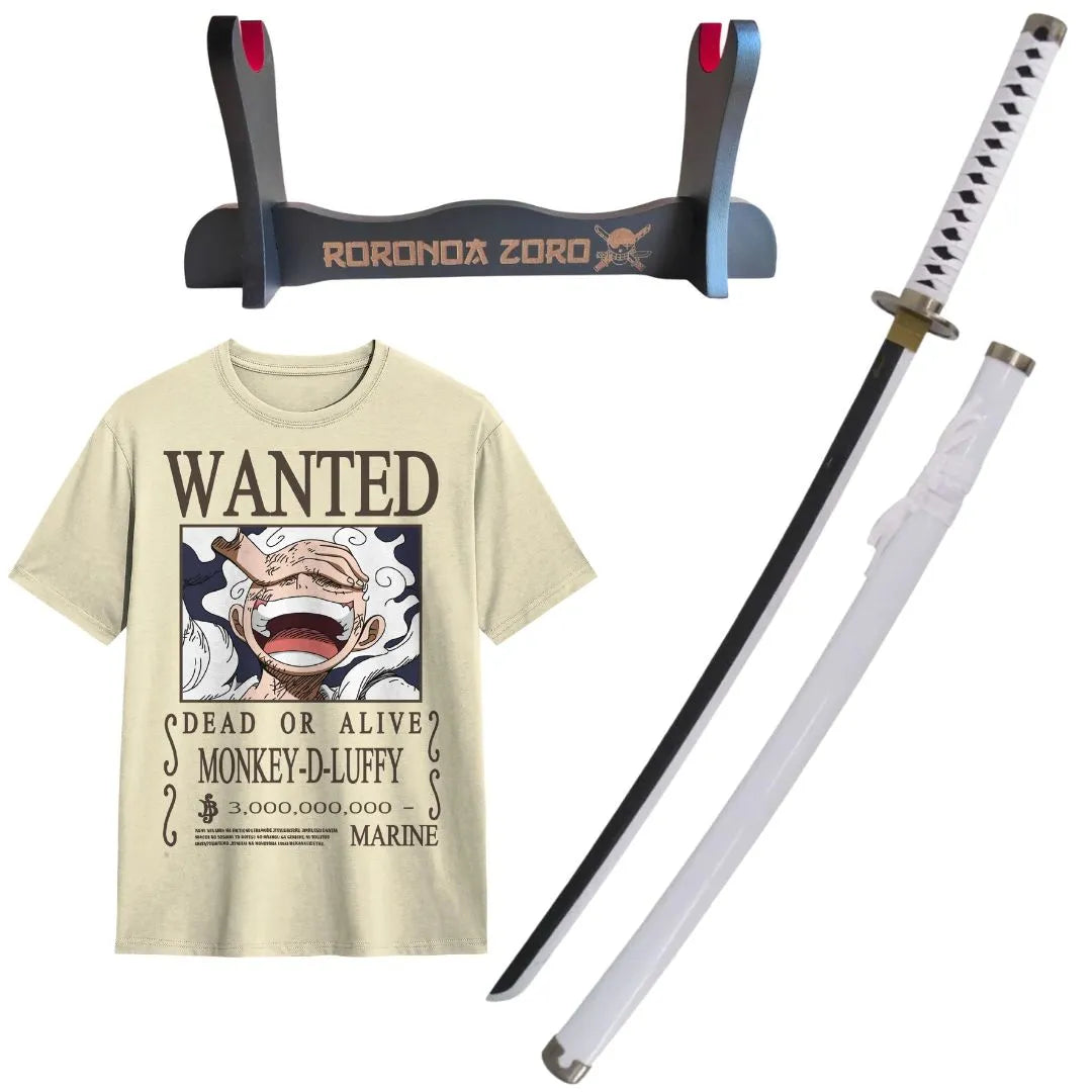 Pack Katana de Zoro Wado + Katanero + Caminseta Luffy